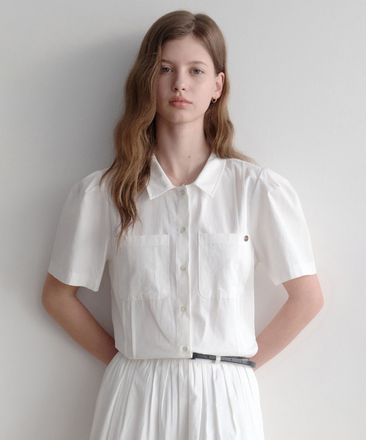 르나브(LENAV) cotton kara blouse (white)
