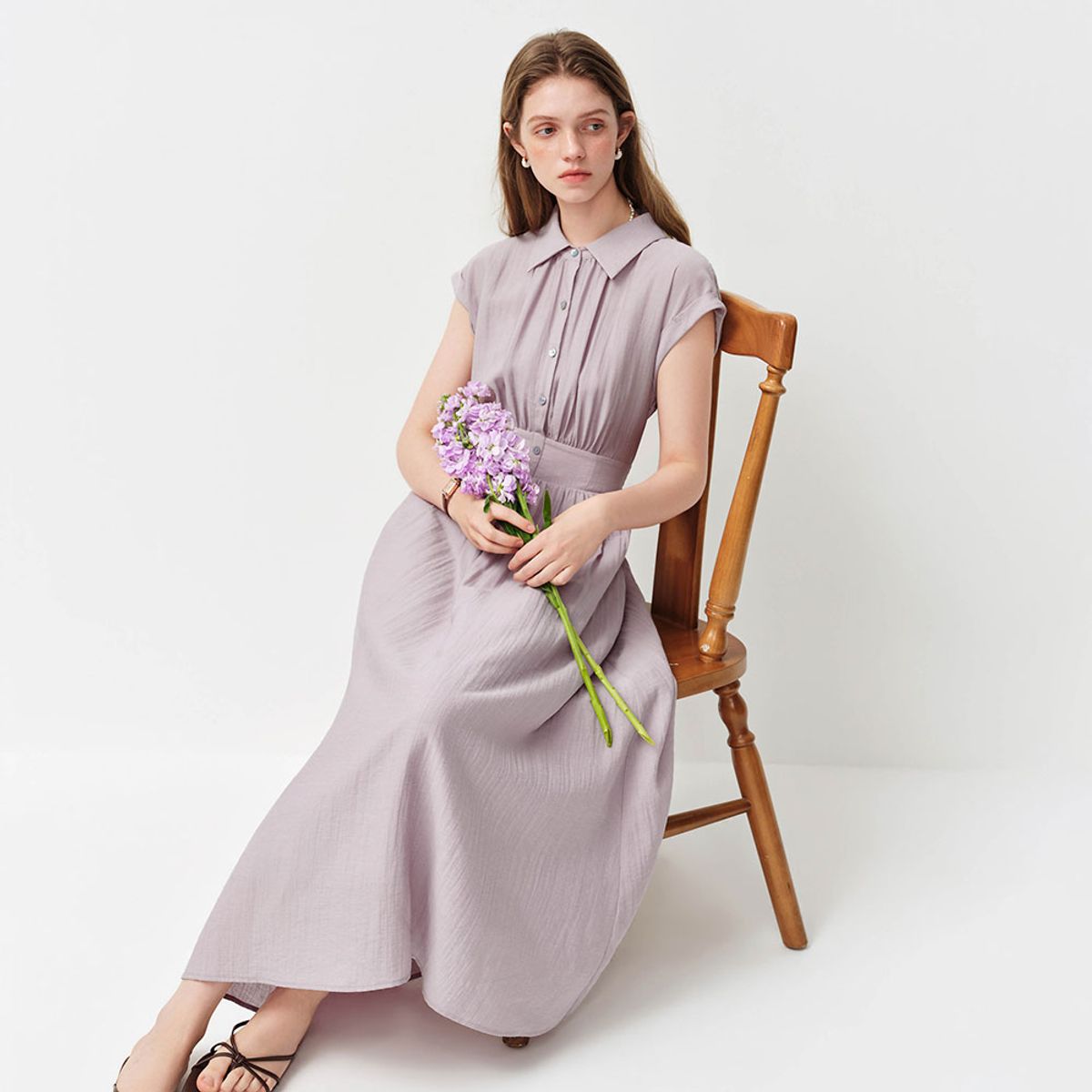 웬스데이딜라잇(WEDNESDAY DELIGHT) WD_Collar sleeveless button long dress_2color