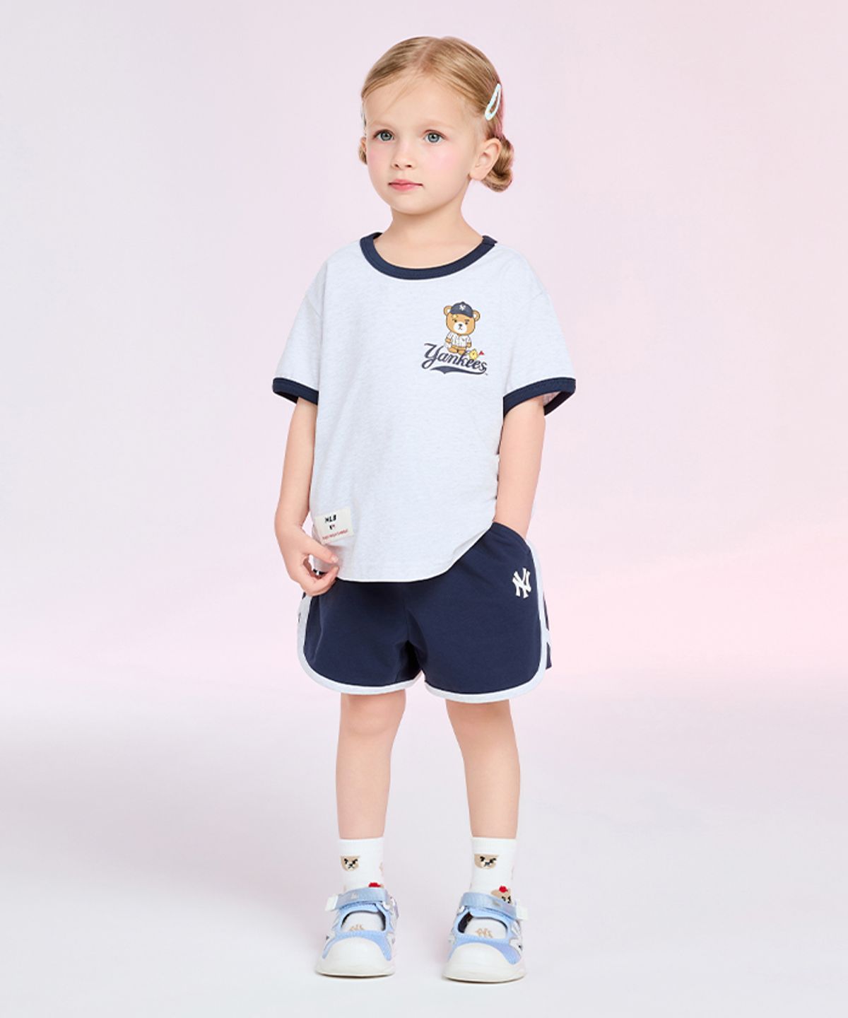 엠엘비 키즈(MLB KIDS) 메가베어 프렌즈 링거티셔츠 세트 NY (Navy)