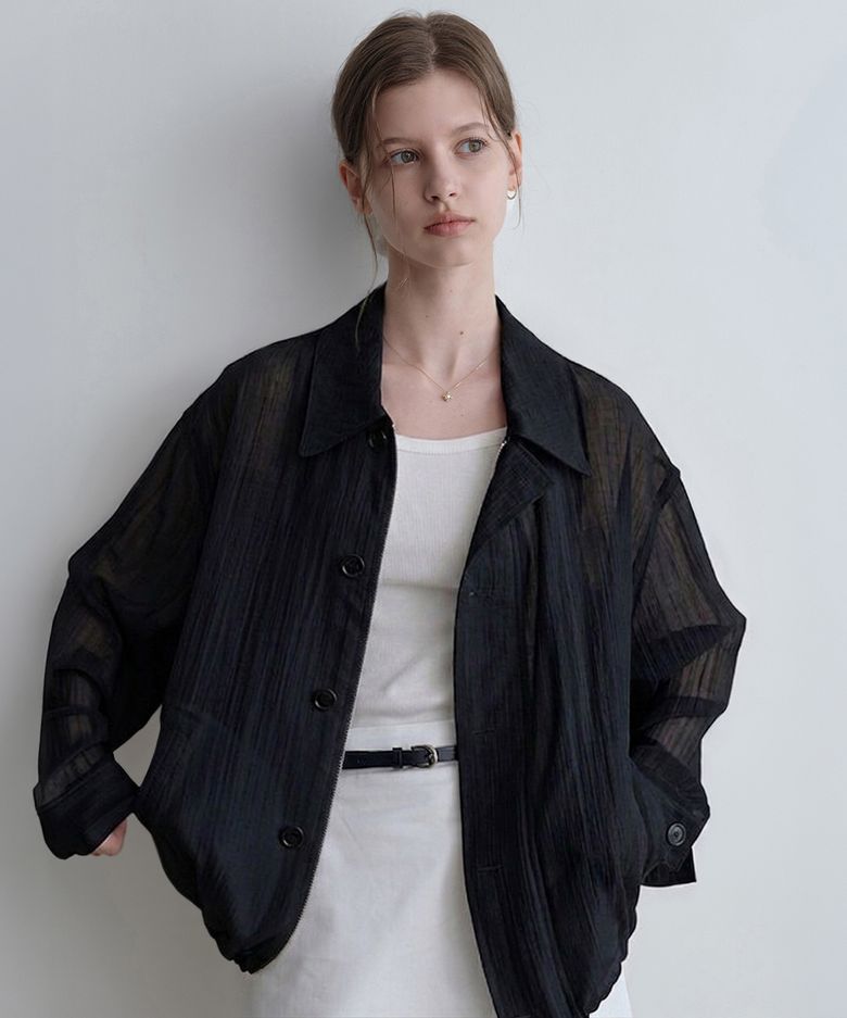 rainy summer button kara blouson (black)