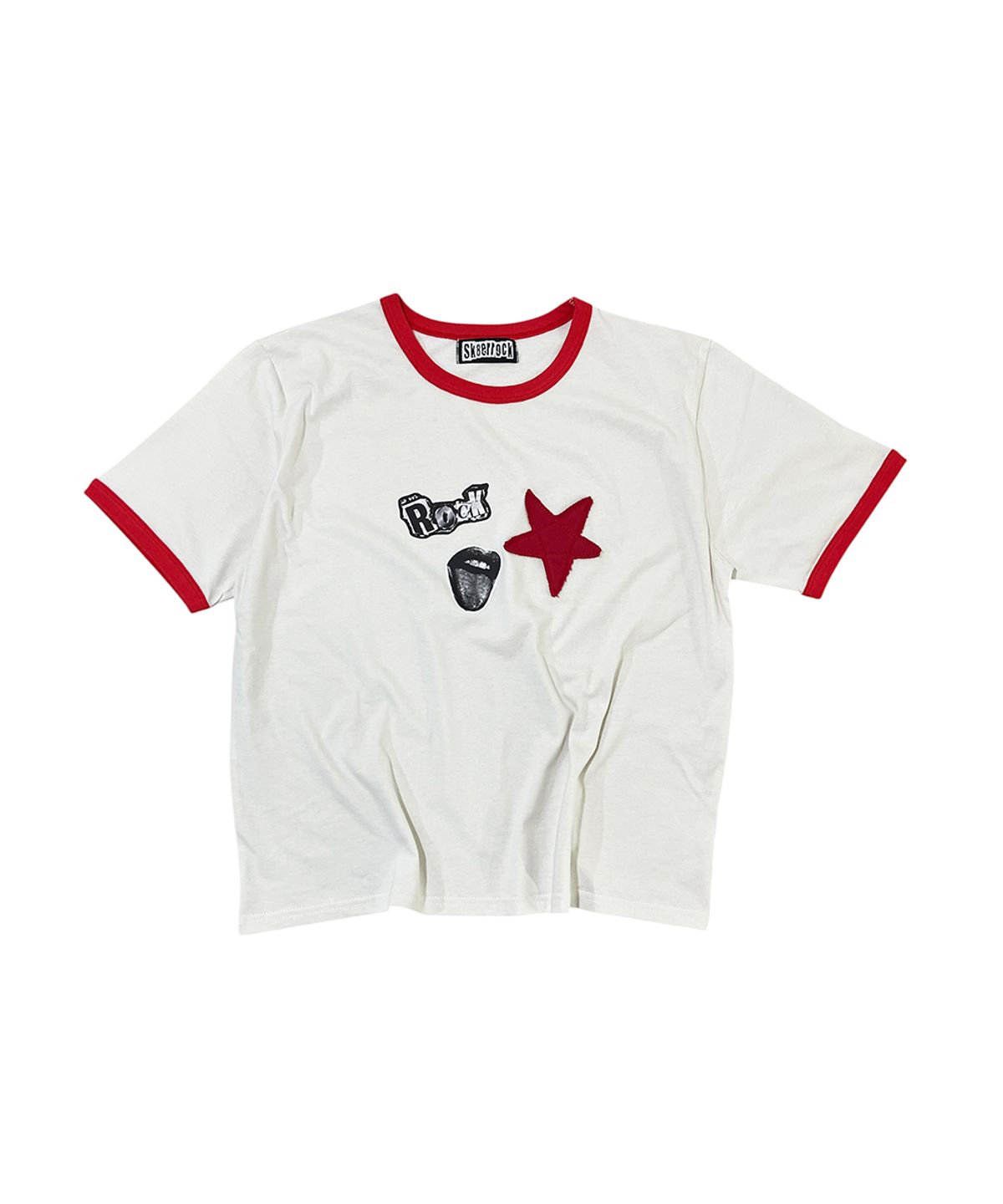 스케이터락(SK8ER ROCK) Collage Star Ringer T-Shirt ((Ivory)) - 사이즈 & 후기 | 무신사