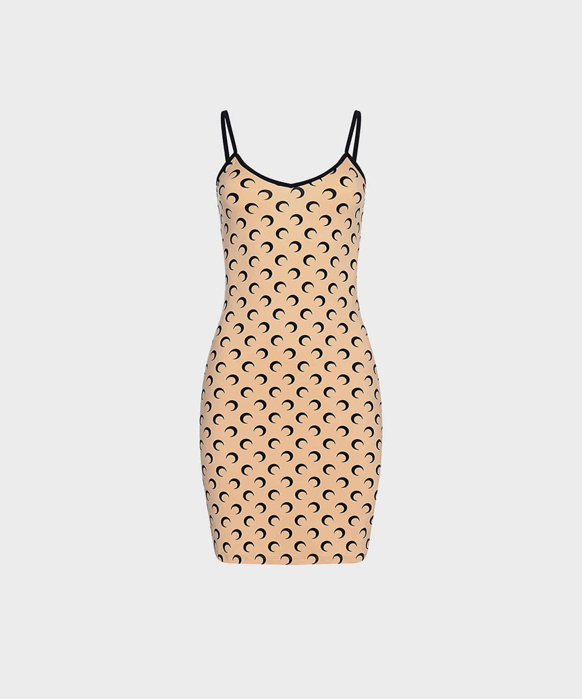 마린 세르(MARINE SERRE) (W) 문 프린티드 저지 미니 드레스 탄 MOON PRINTED JERSEY MINI DRESS TA10 TAN