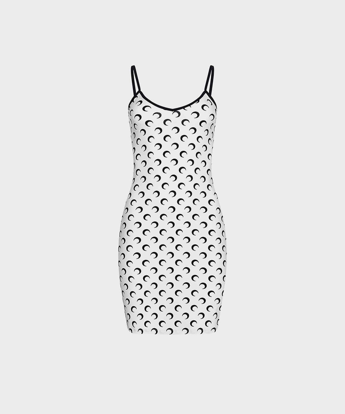 마린 세르(MARINE SERRE) (W) 문 프린티드 저지 미니 드레스 옵티컬 화이트 MOON PRINTED JERSEY MINI DRESS WH00 OPTICAL WHITE