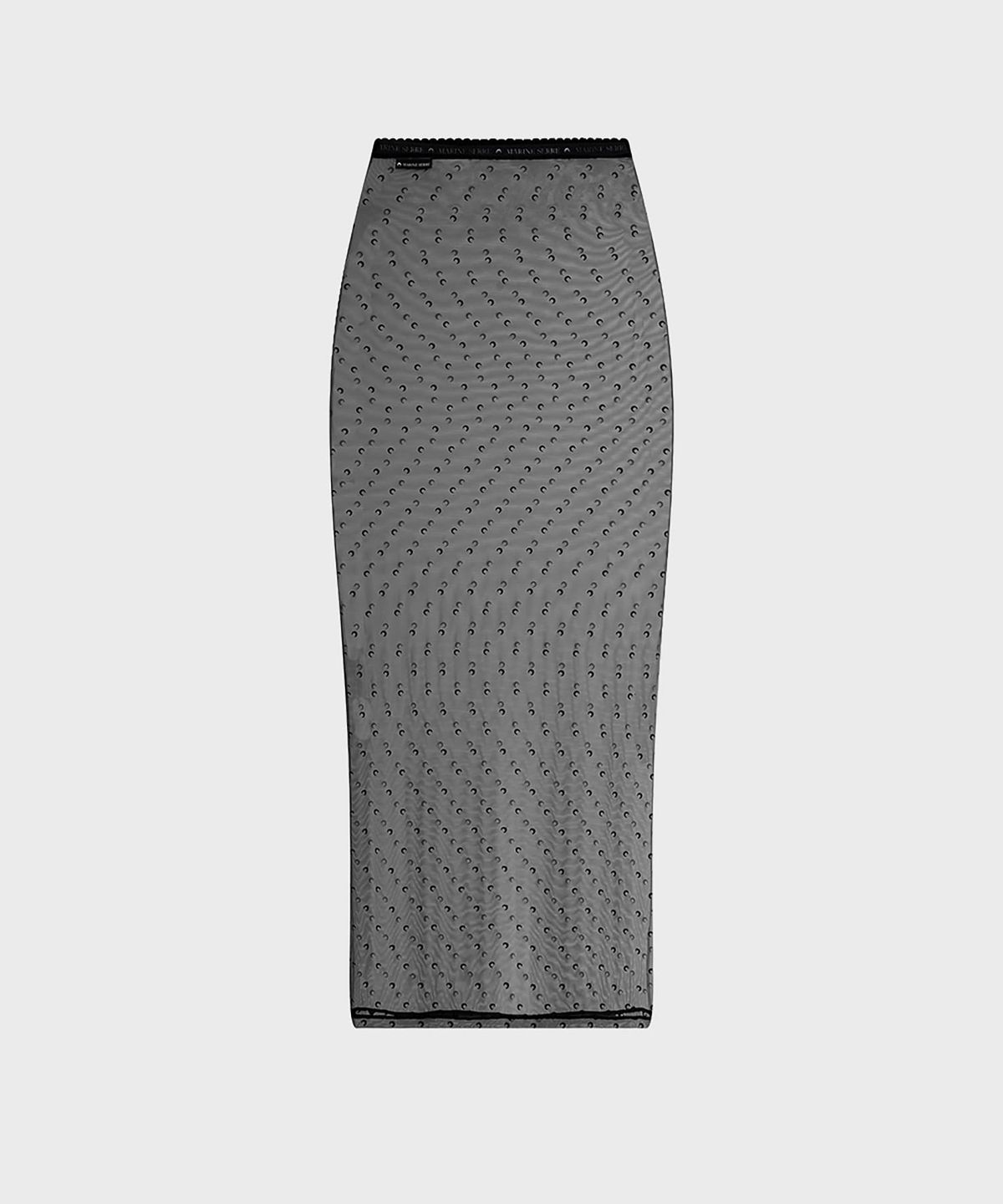 마린 세르(MARINE SERRE) (W) 플림티 문 매쉬 플록 롱 스커트 블랙 PLUMETIS MOON MESH FLOCK LONG SKIRT BK99 BLACK