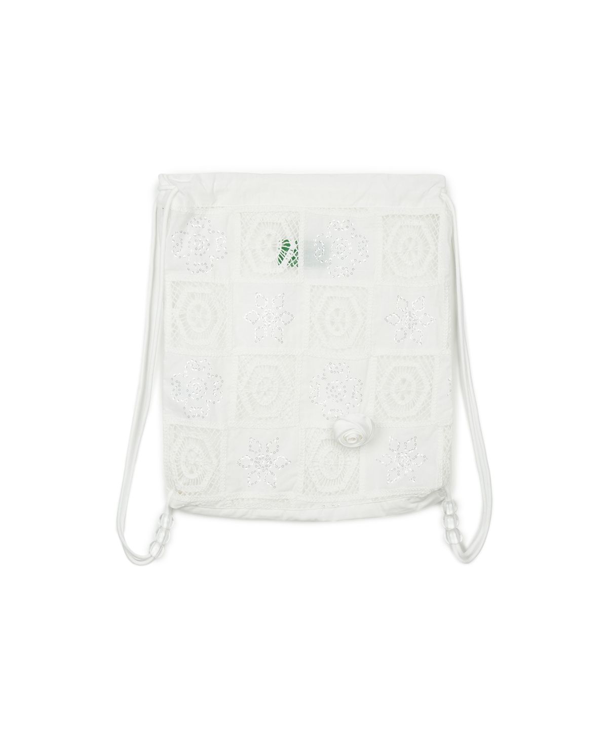 그린버터(GREENBUTTER) Crochet Drawstring Bag (Ivory)