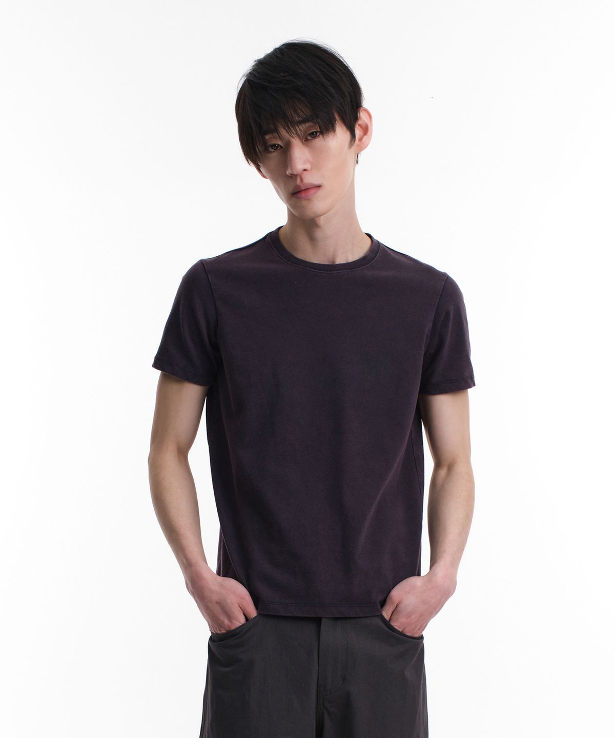 다이브인(DIVEIN) WASHED REGULAR FIT T-SHIRTS (DARK PURPLE)
