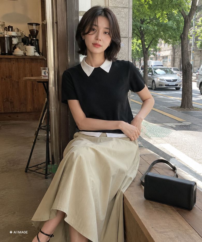레이어드 에센셜 하프 풀오버 [BLACK] / WBE2L05533