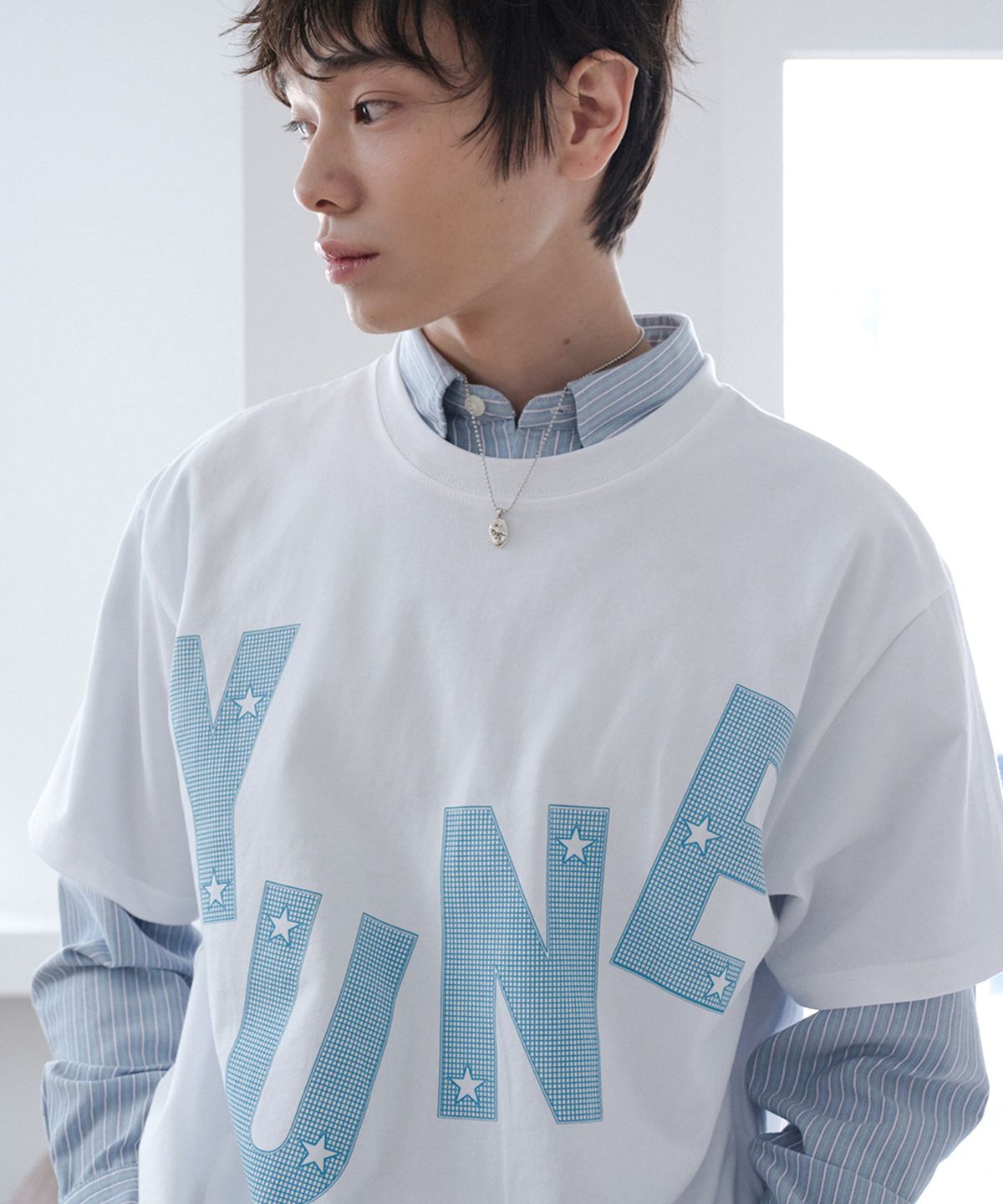 유네(YUNE) Grid Star Logo Tee_[White]
