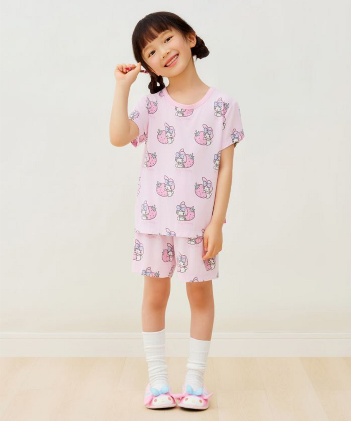 스파오 키즈(SPAO KIDS) [키즈] (산리오캐릭터즈) 3부 모달 실내복(Light Pink)_SPLOG24KU1