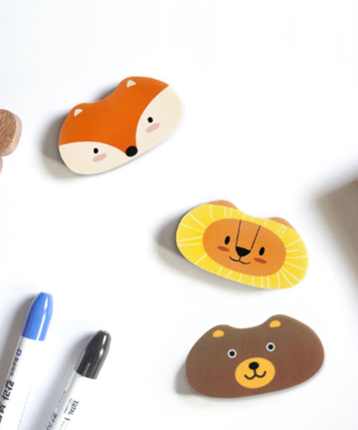노리터보드(NORITERBOARD) 자석 지우개 3종 (곰+여우+사자)