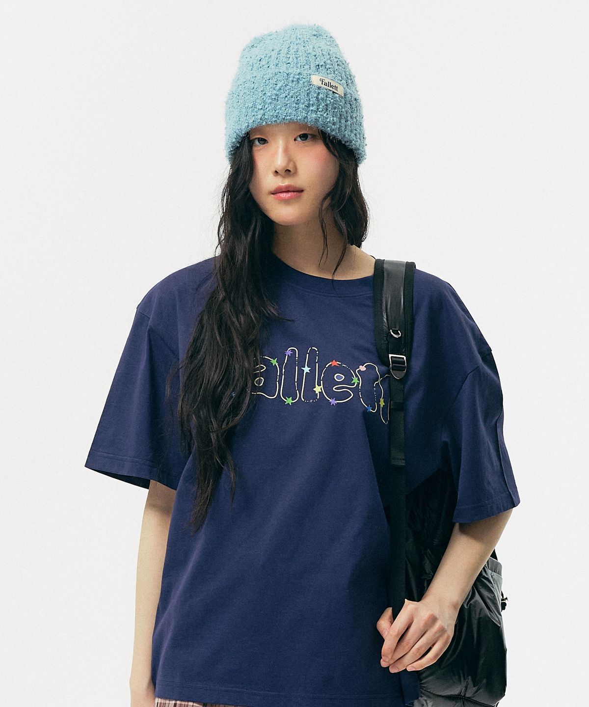 팔렛(FALLETT) 굴림 로고 숏슬리브 네이비