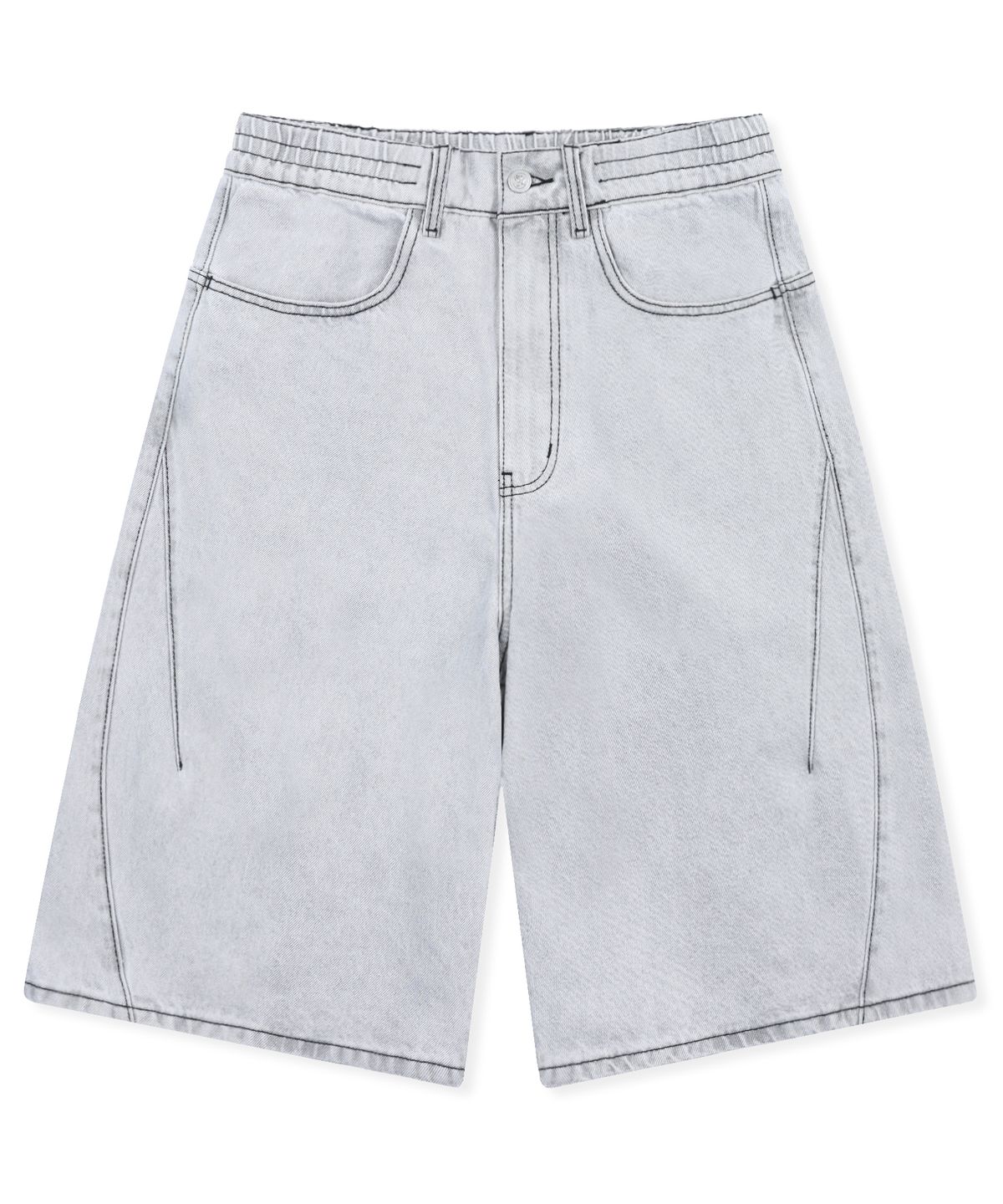 엑스톤즈(XTONZ) XP334 슬릿 버뮤다 데님 팬츠 (LIGHT GRAY)