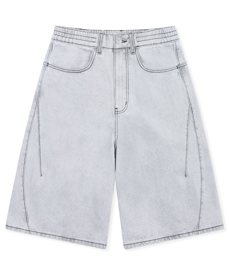 XP334 슬릿 버뮤다 데님 팬츠 (LIGHT GRAY)