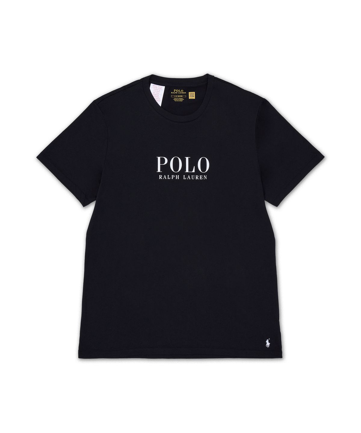 폴로 랄프 로렌(POLO RALPH LAUREN) 로고 코튼 저지 슬립 셔츠-블랙