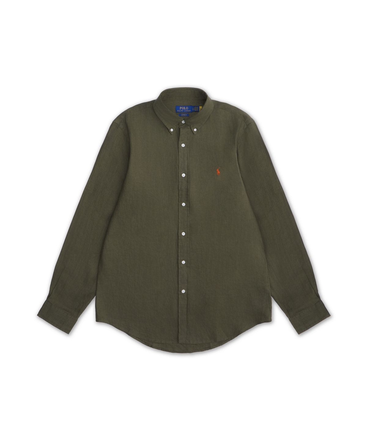 폴로 랄프 로렌(POLO RALPH LAUREN) 커스텀핏 리넨 셔츠-다크 그린
