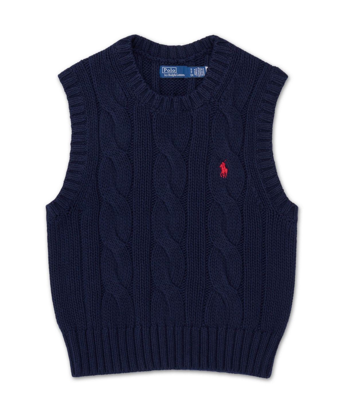 폴로 랄프 로렌(POLO RALPH LAUREN) 케이블 니트 코튼 크롭 베스트-블루