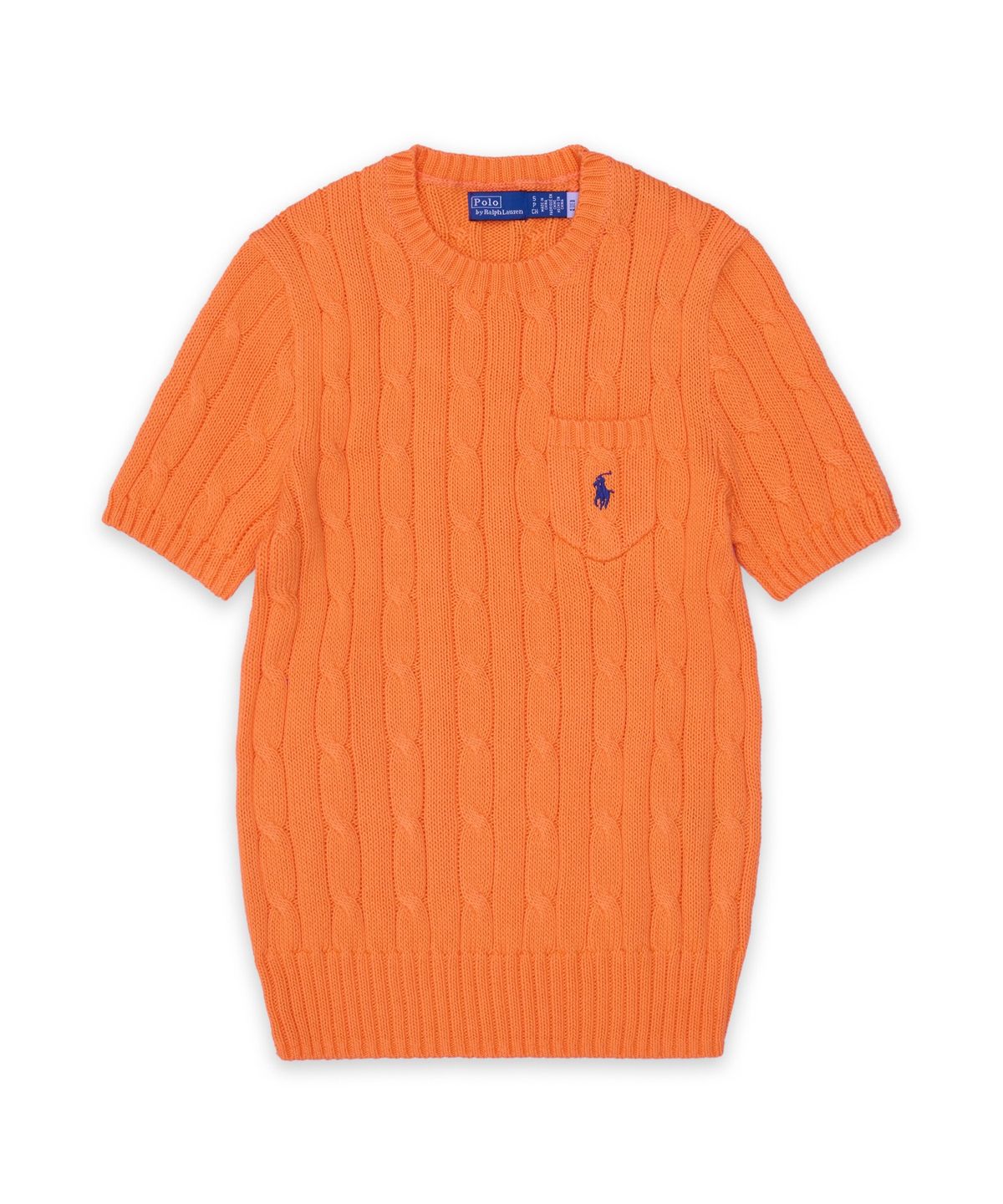폴로 랄프 로렌(POLO RALPH LAUREN) 케이블 니트 코튼 숏 슬리브 스웨터-오렌지