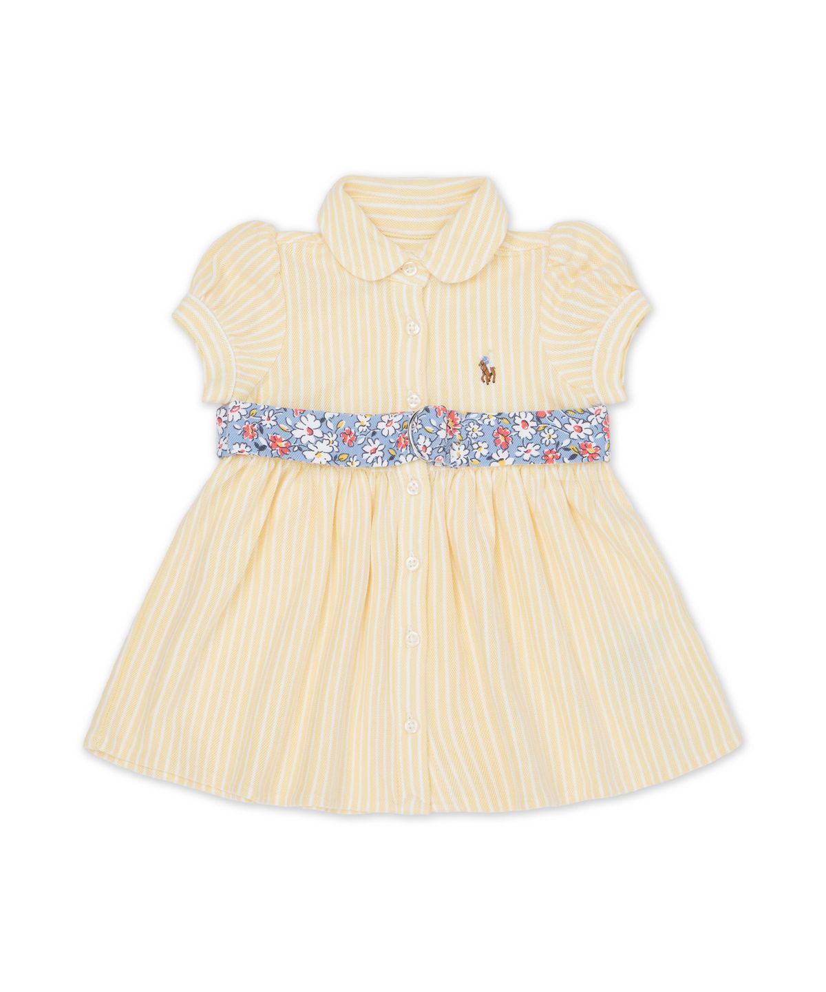 폴로 랄프 로렌 칠드런(POLO RALPH LAUREN CHILDREN) 벨트 옥스포드 메시 폴로 드레스 앤 블루머-옐로우