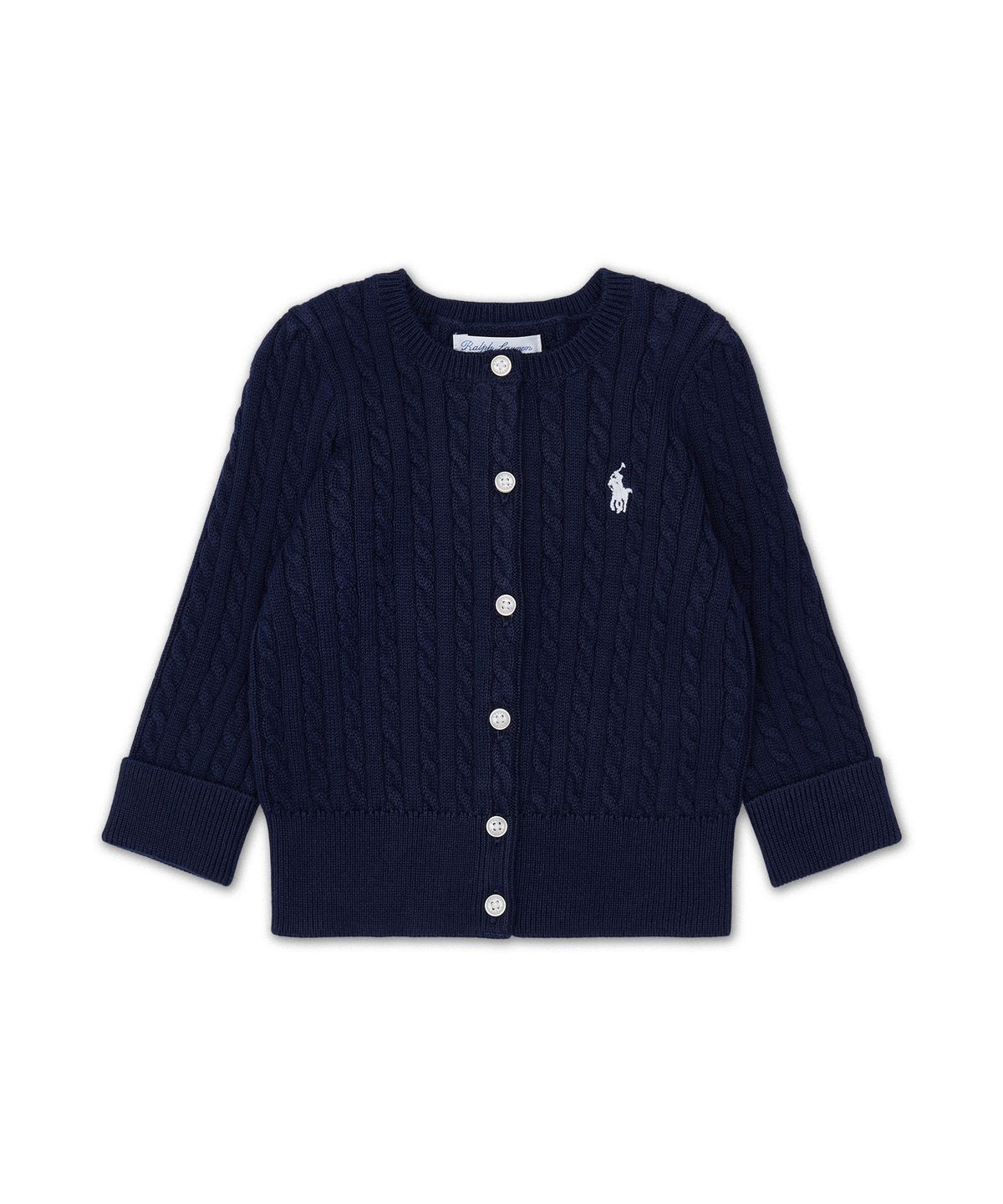 폴로 랄프 로렌 칠드런(POLO RALPH LAUREN CHILDREN) 미니 케이블 코튼 카디건-네이비