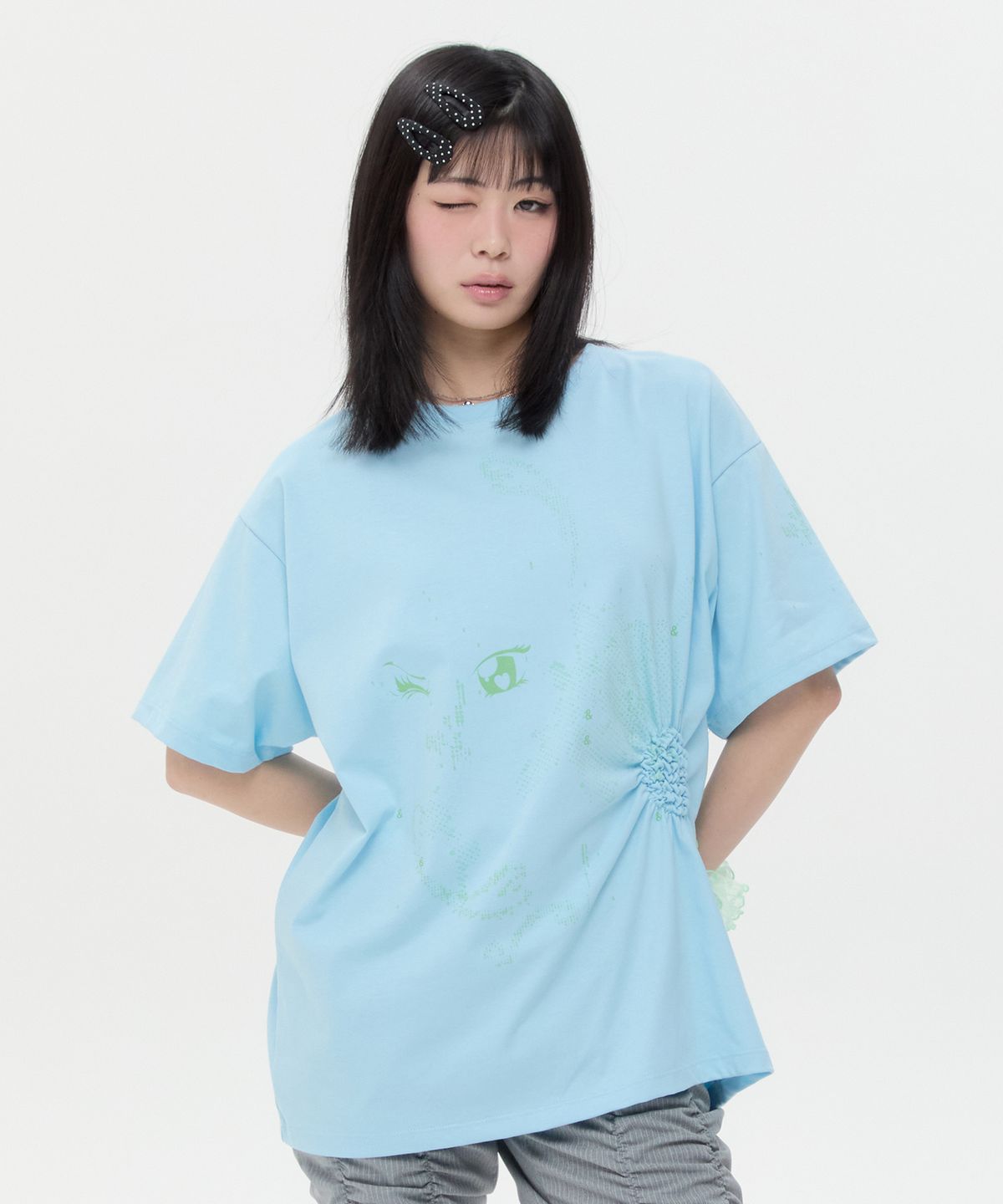 타입서비스(TYPESERVICE) Scattered Ruched Top [Blue]