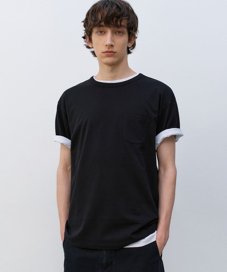 스쿱넥 포켓 숏슬리브 BLACK