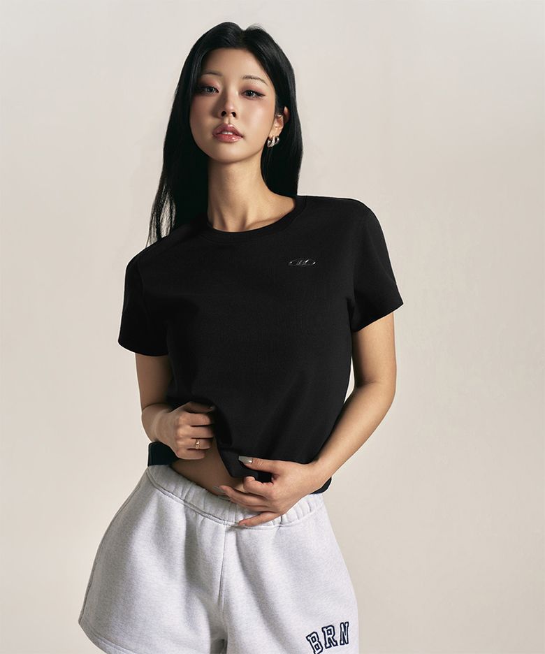 W SILVER B BASIC T-SHIRTS [BLACK]