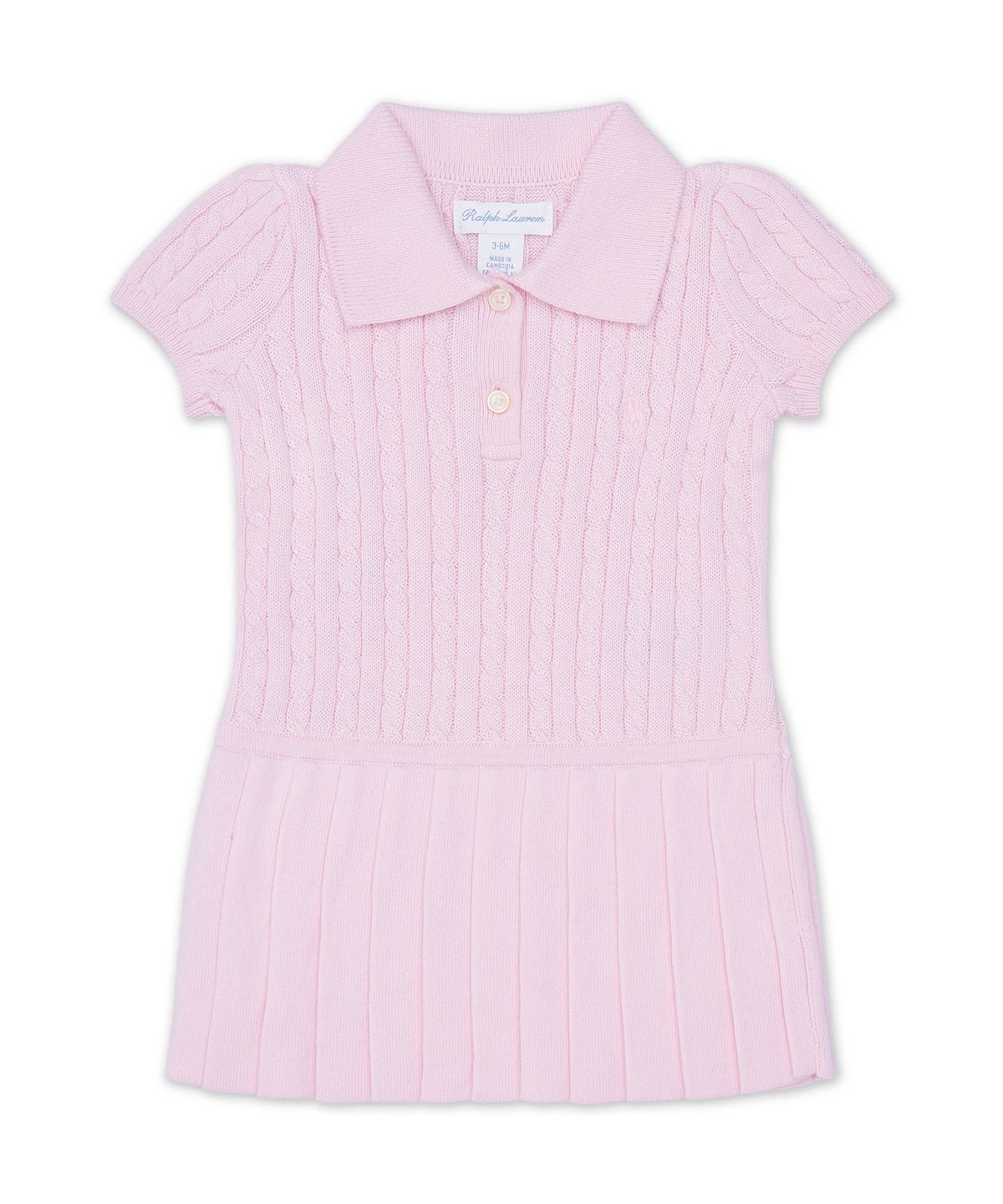 폴로 랄프 로렌 칠드런(POLO RALPH LAUREN CHILDREN) 미니 케이블 코튼 블렌드 폴로 드레스-핑크