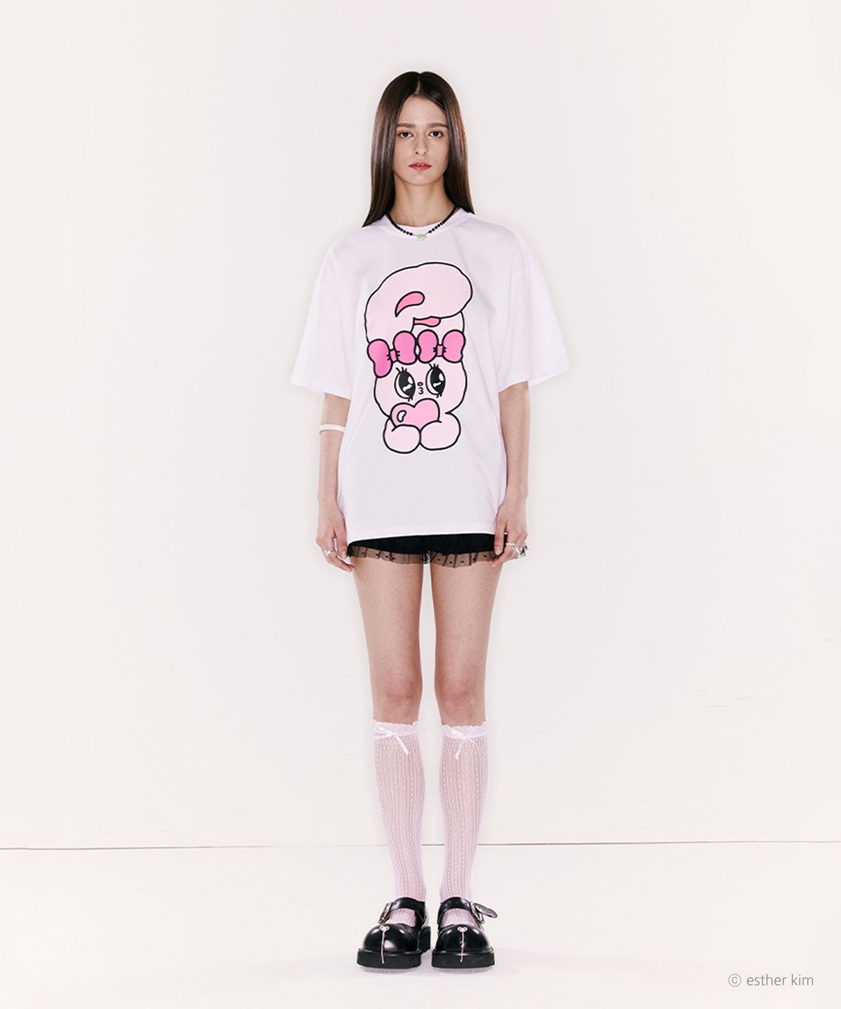 에즈이프 캘리(ASIF CALIE) ESTHER BUNNY X AS IF CALIE BUNNY GRAPHIC OVERSIZED T-SHIRT WHITE