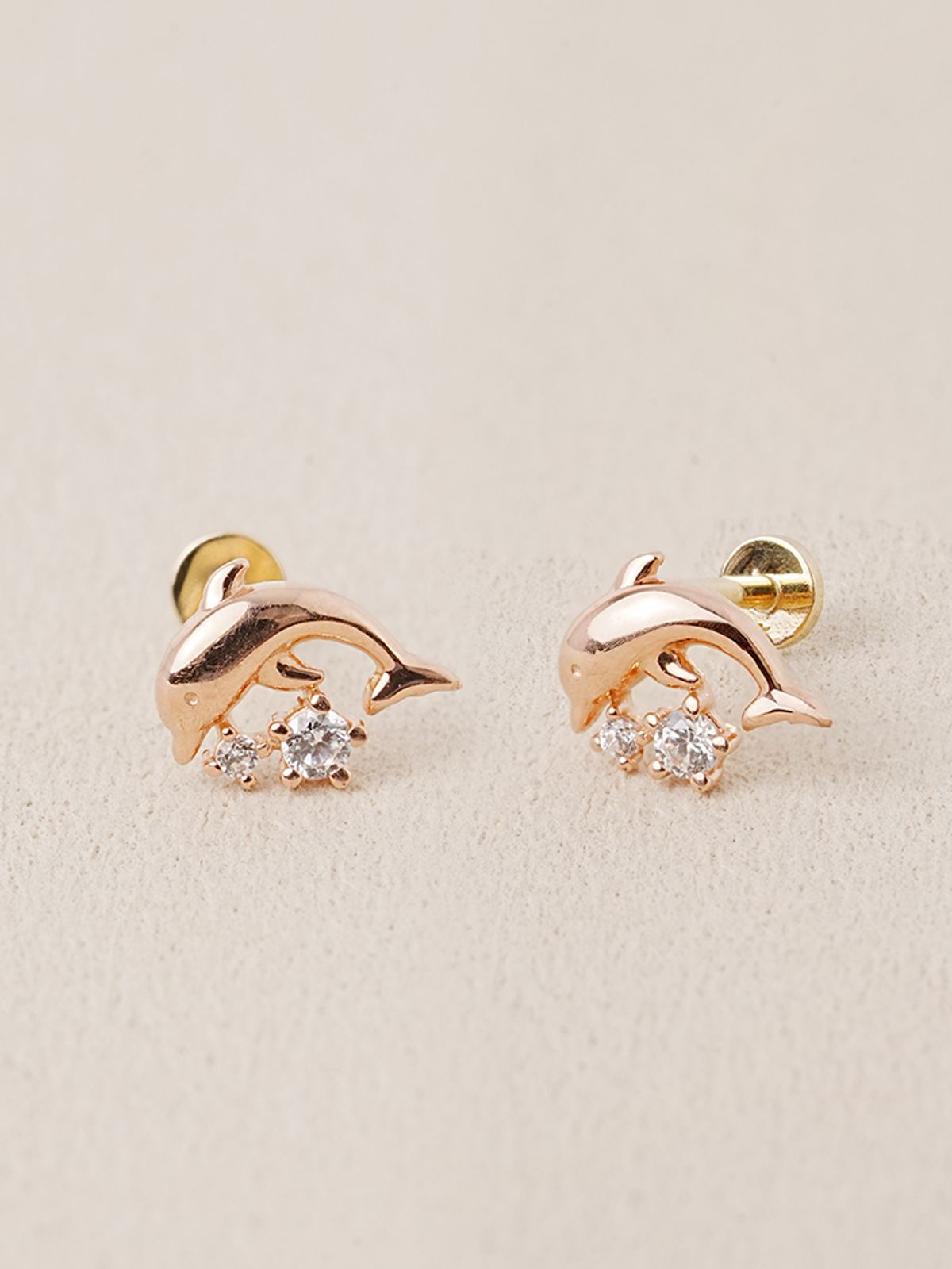 미니멀피어싱(MINIMALPIERCING) [0.8mm] 14K 인터널 미니 큐빅 돌고래 라블렛 피어싱 귀걸이