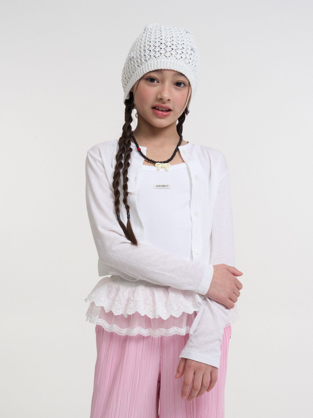 에이마켓(A-MARKET) A LINEN CARDIGAN_IVORY