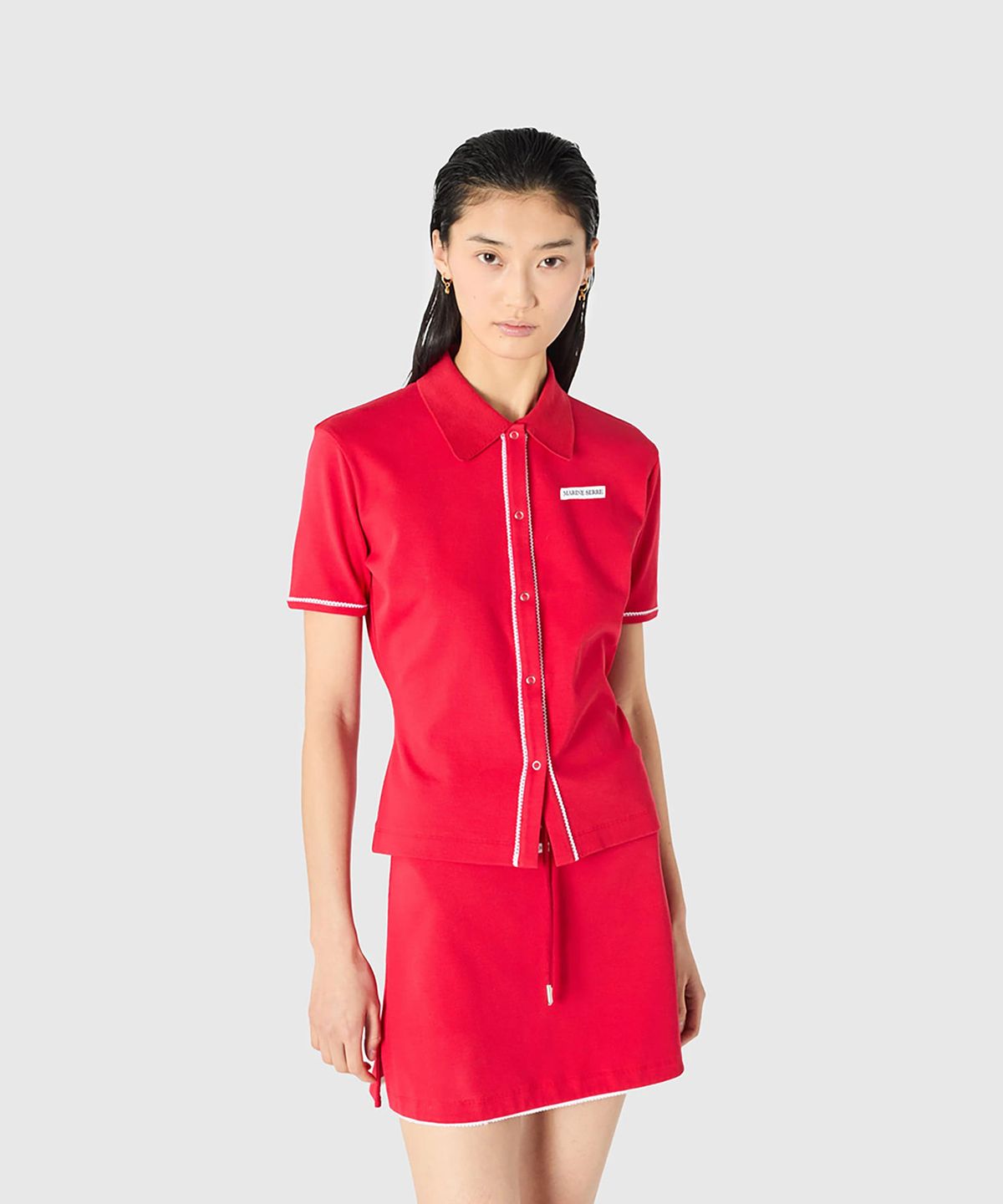마린 세르(MARINE SERRE) (W) 큐트 70S 숏슬리브 폴로 티셔츠 레드 CUTE 70S SS POLO T-SHIRT RD10 RED