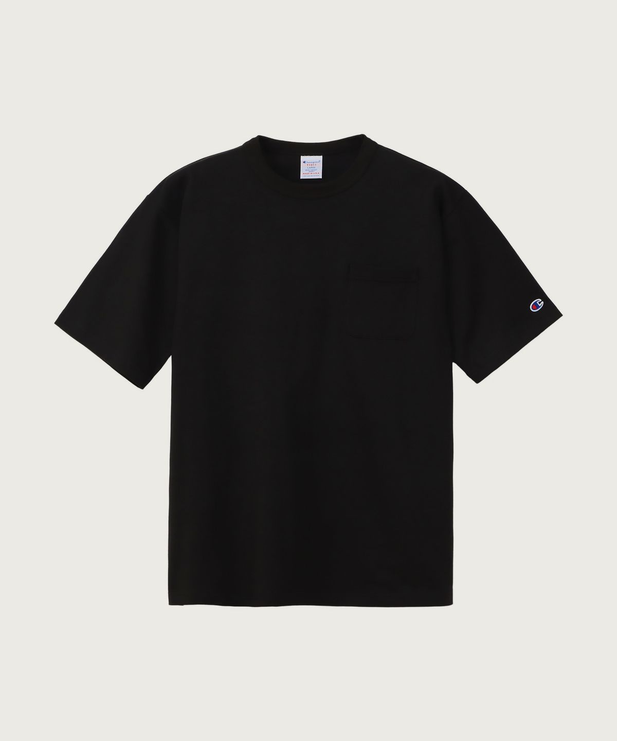 챔피온(CHAMPION) T1011 헤비웨이트 포켓 티셔츠 Black (Made in USA)