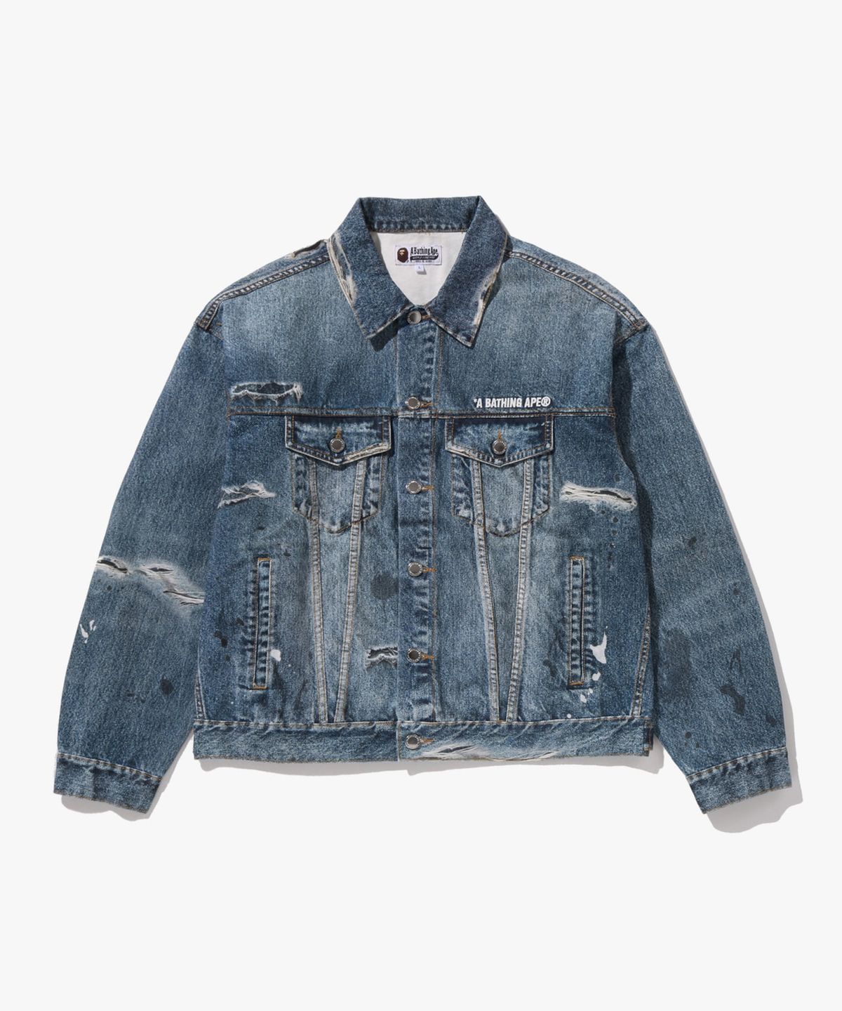 베이프(BAPE) 페이크 프린트 트러커 자켓(M) LIGHTINDI
