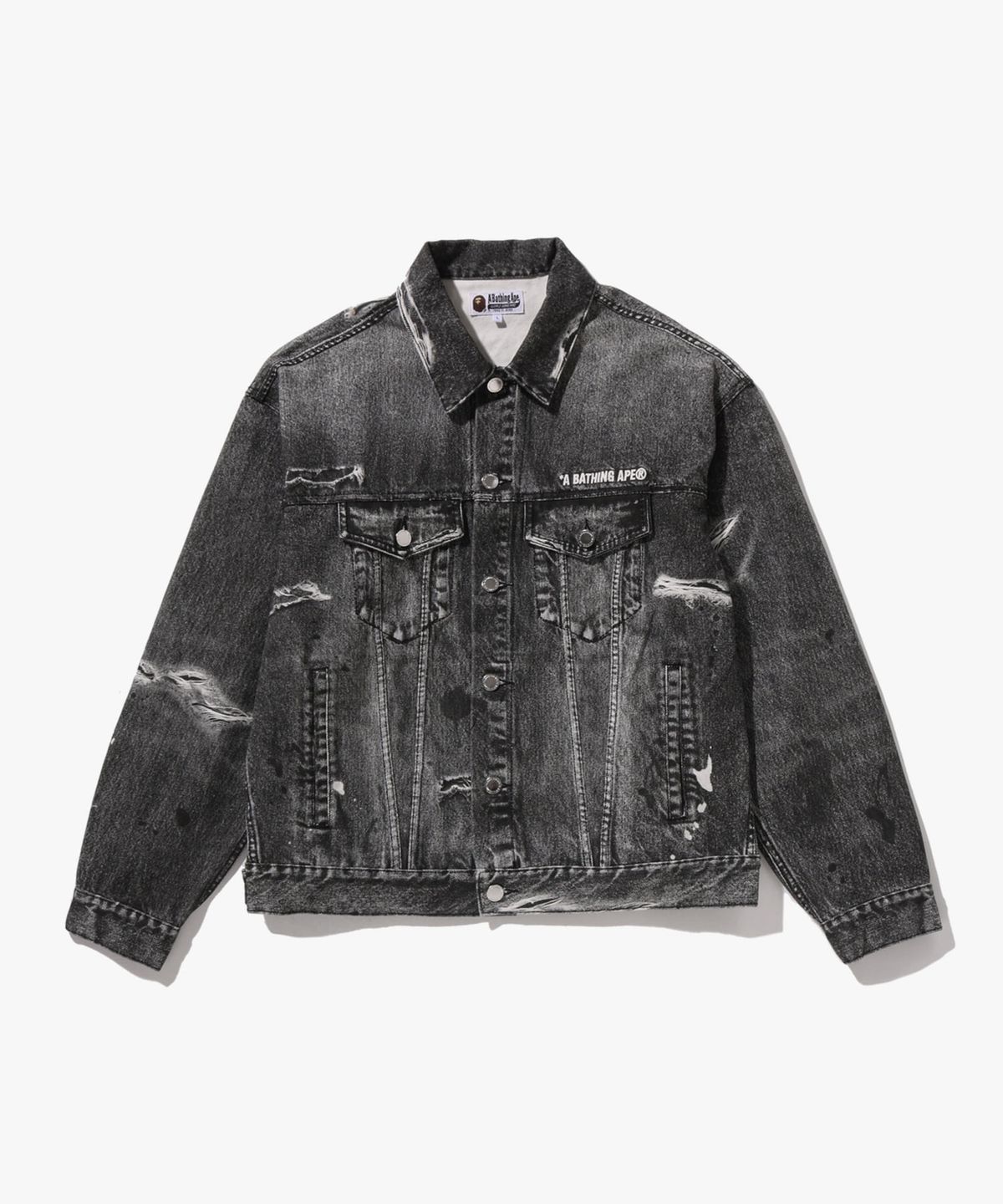 베이프(BAPE) 페이크 프린트 트러커 자켓(M) BLACK