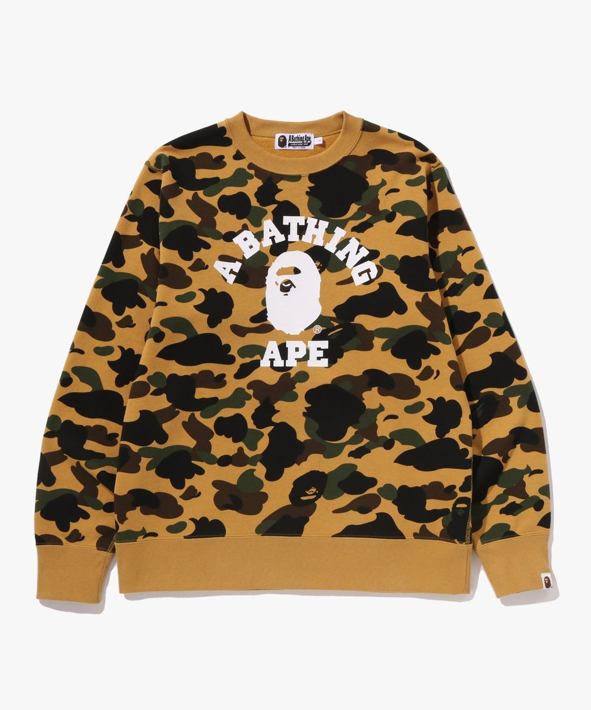 베이프(BAPE) 퍼스트 카모 콜리지 크루넥 스웨트셔츠(M) YELLOW