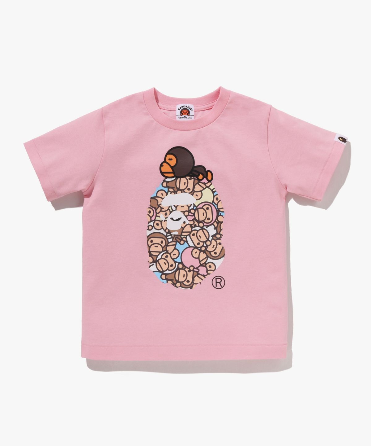 베이프 키즈(BAPE KIDS) 올 베이비 마일로 멀티 마일로 온 빅 에이프 티셔츠(KIDS) PINK