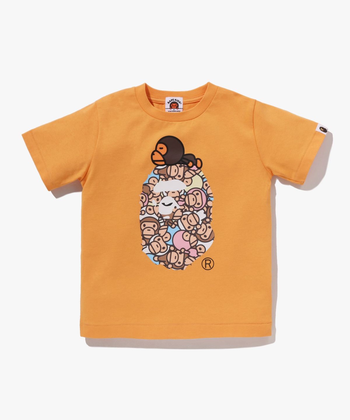 베이프 키즈(BAPE KIDS) 올 베이비 마일로 멀티 마일로 온 빅 에이프 티셔츠(KIDS) ORANGE
