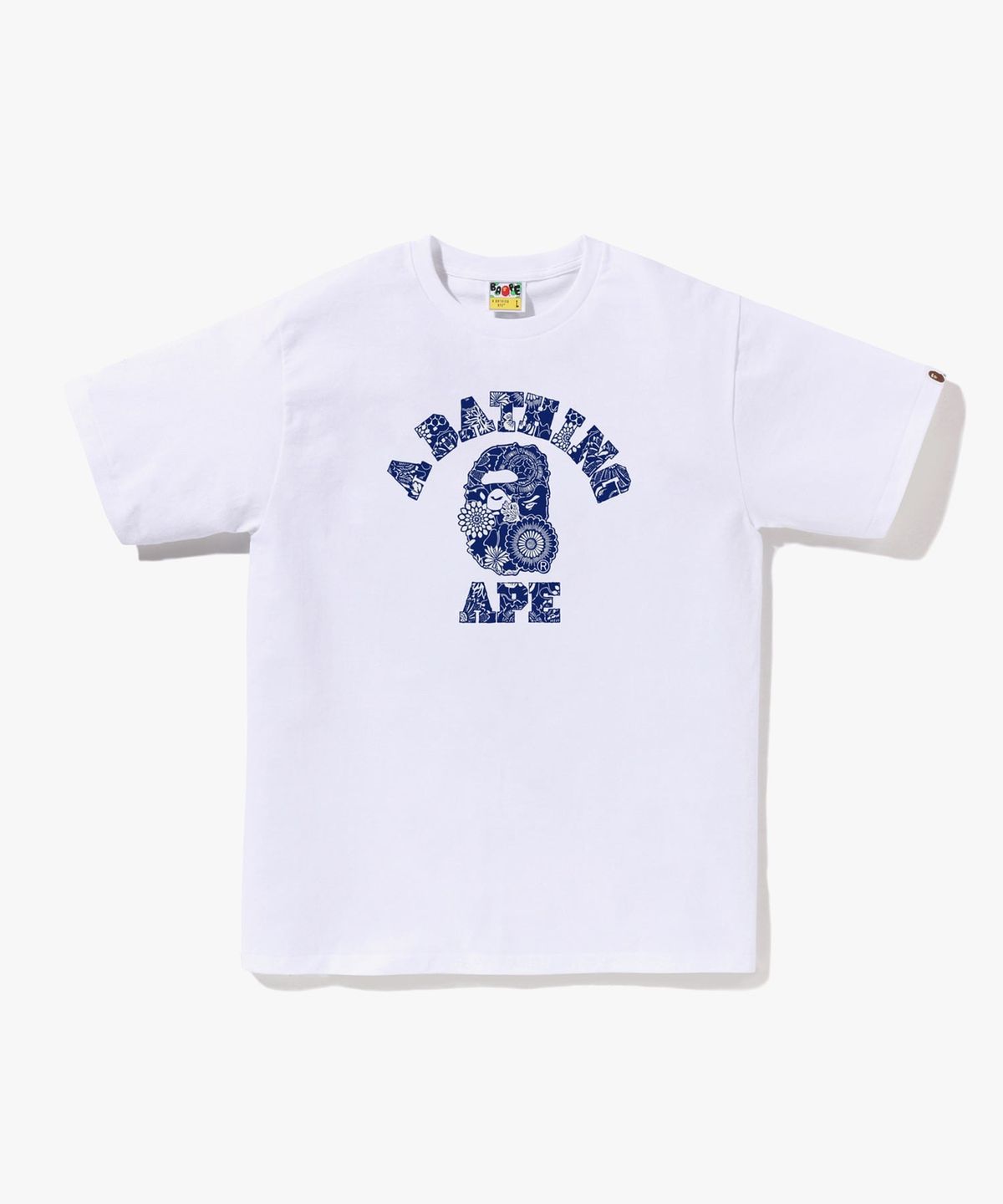 베이프(BAPE) 재패니즈 인디고 아트  카모 콜리지 티셔츠(M) WHITE/NAVY