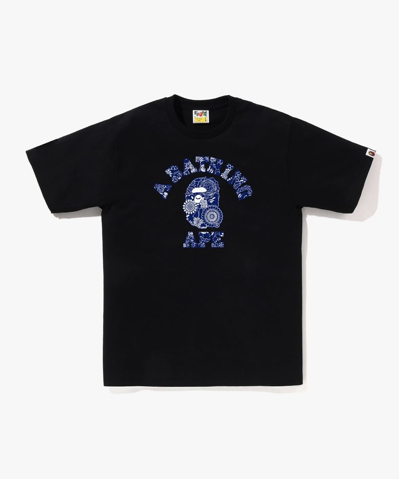 재패니즈 인디고 아트  카모 콜리지 티셔츠(M) BLACK/NAVY