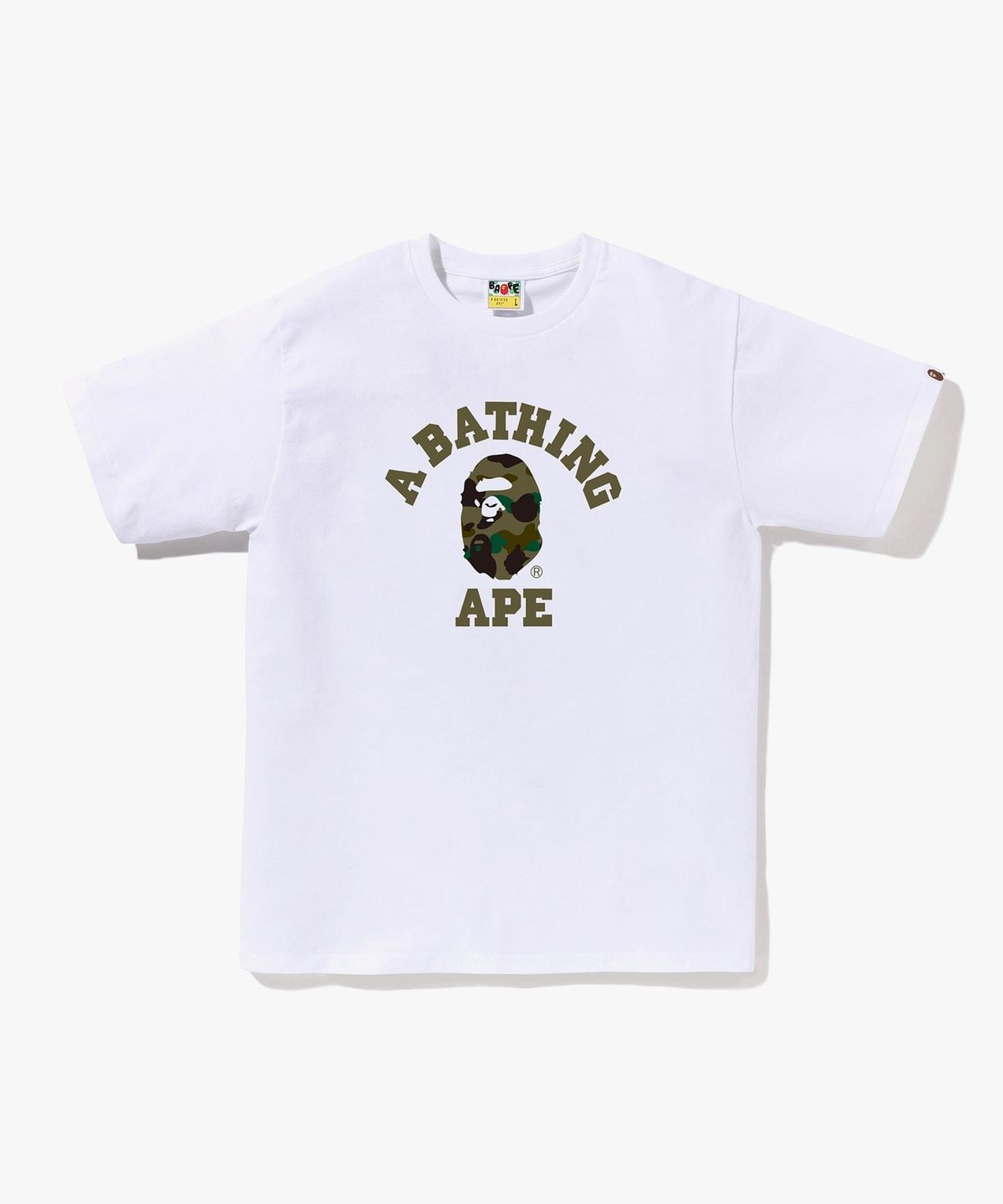 베이프(BAPE) 퍼스트 카모 콜리지 티셔츠(M) WHITE/GREEN