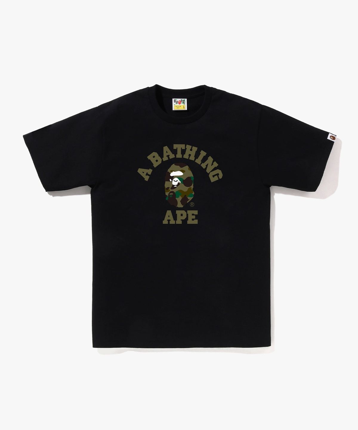 베이프(BAPE) 퍼스트 카모 콜리지 티셔츠(M) BLACK/GREEN