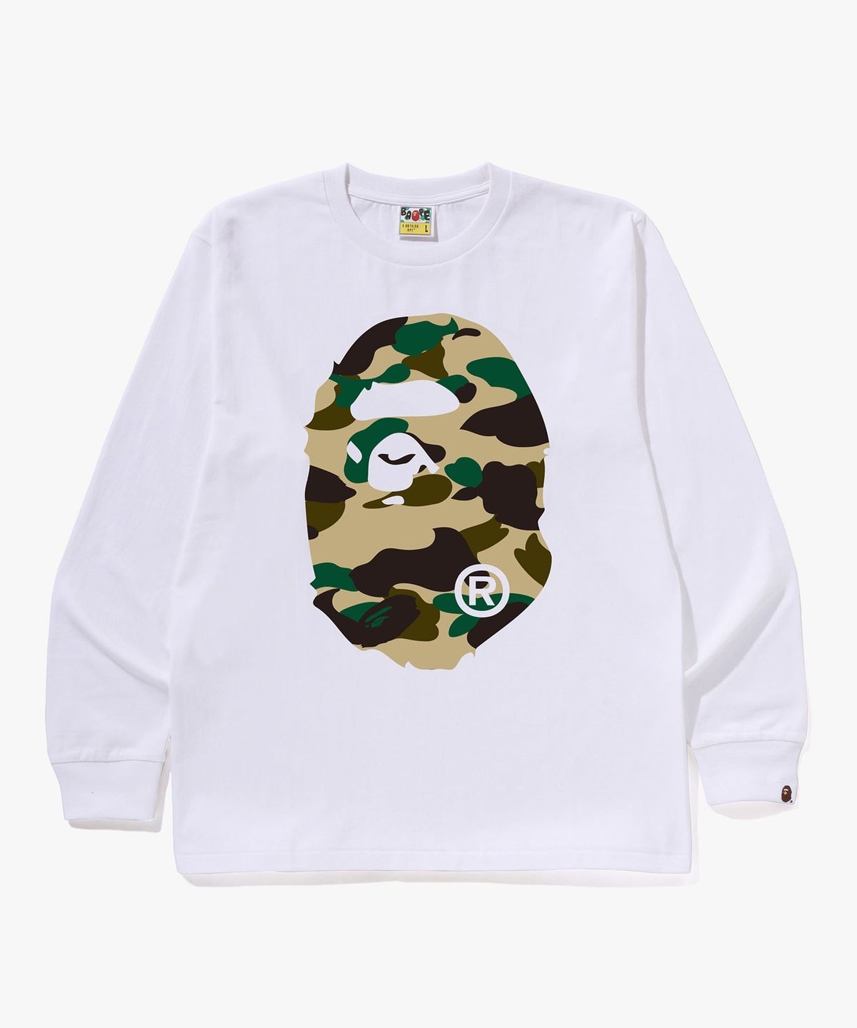 베이프(BAPE) 퍼스트 카모 빅 에이프 헤드 롱슬리브 티셔츠(M) WHITE/YELLOW