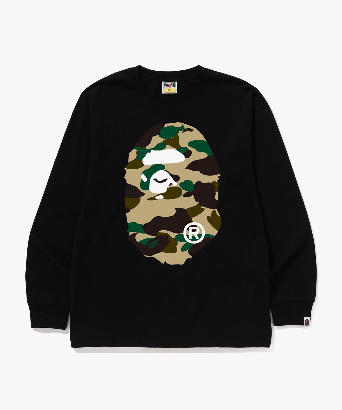 베이프(BAPE) 퍼스트 카모 빅 에이프 헤드 롱슬리브 티셔츠(M) BLACK/YELLOW