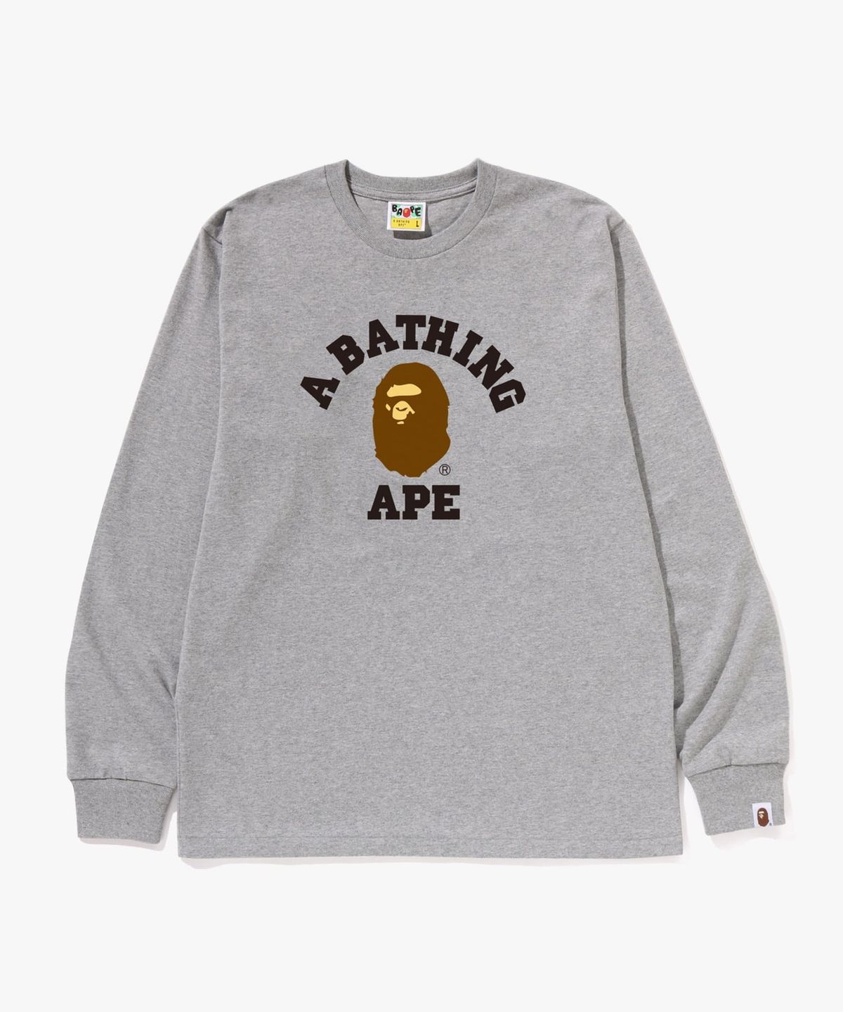 베이프(BAPE) 콜리지 롱슬리브 티셔츠(M) GRAY