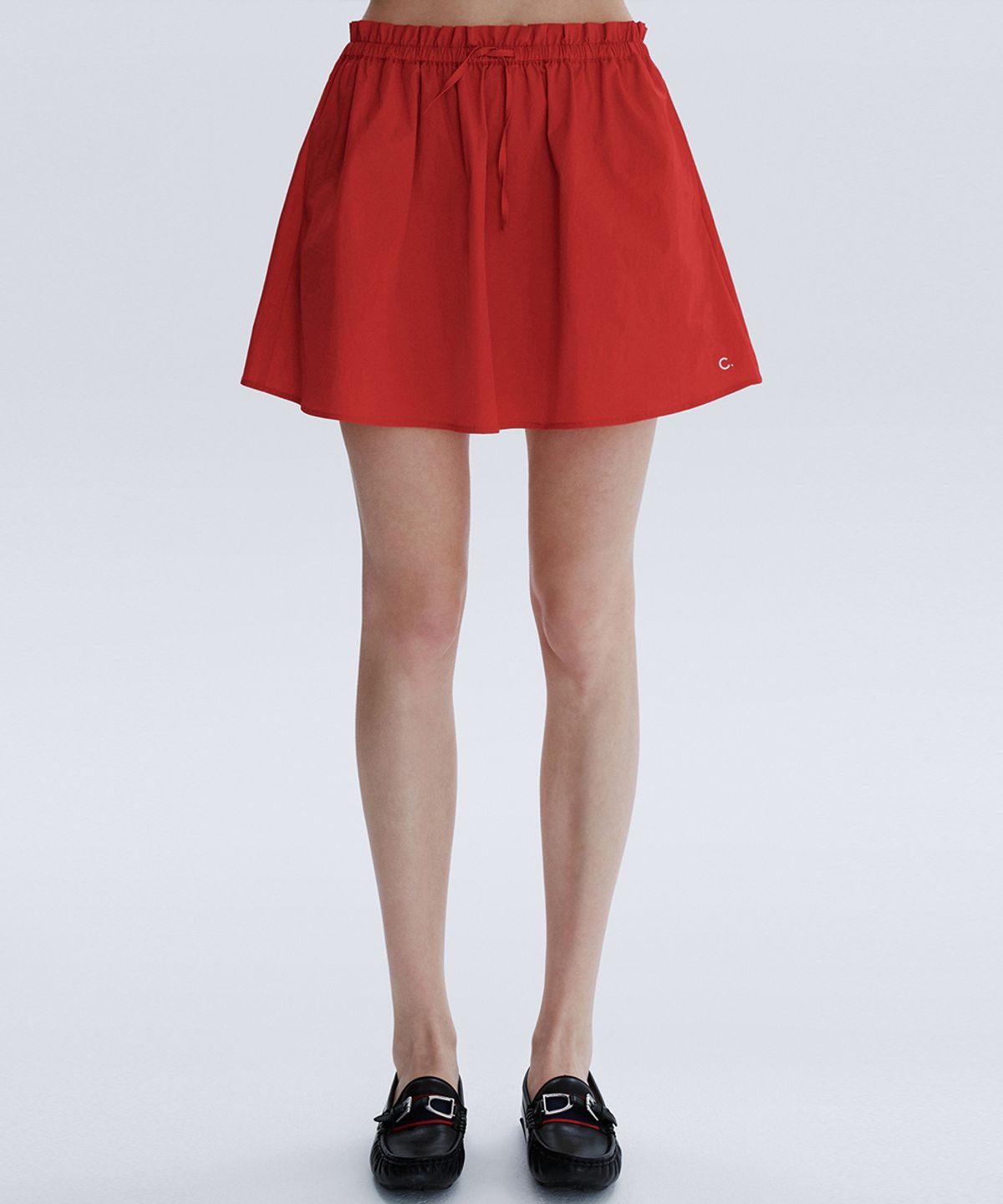클로브(CLOVE) [26SM clove] Shirring Volume Mini Skirt (Red)