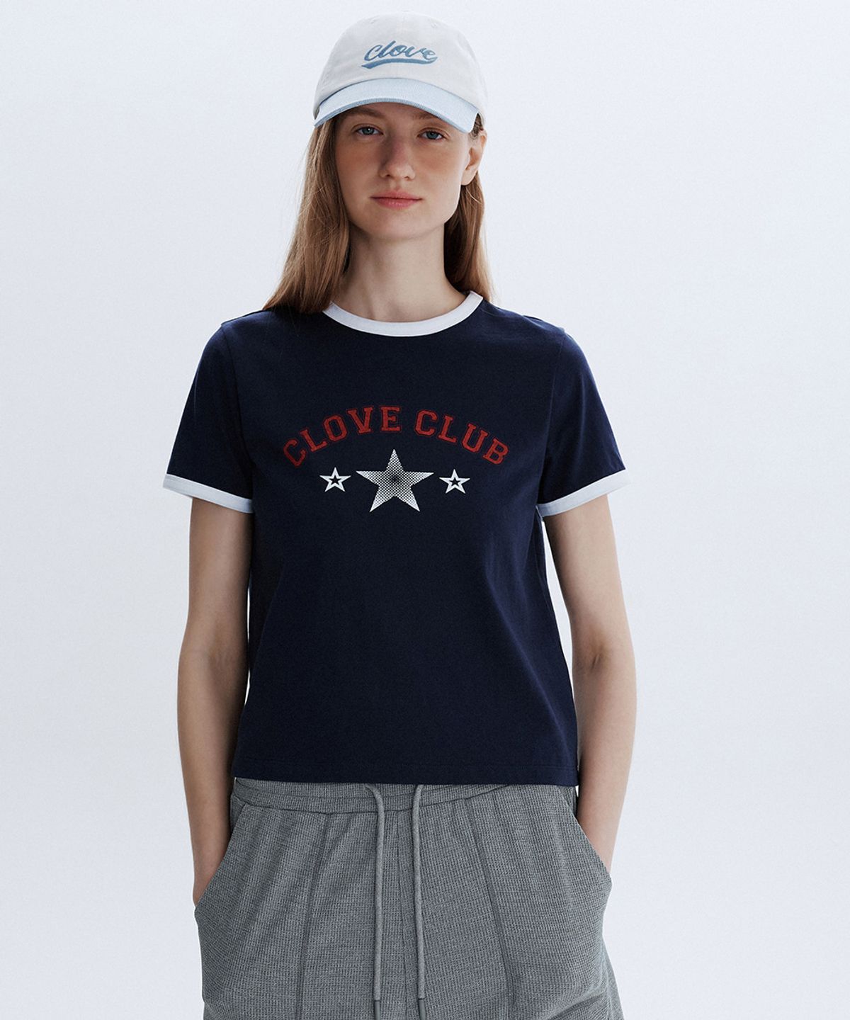클로브(CLOVE) [26SM clove] Star Logo Ringer T-Shirt (Navy)