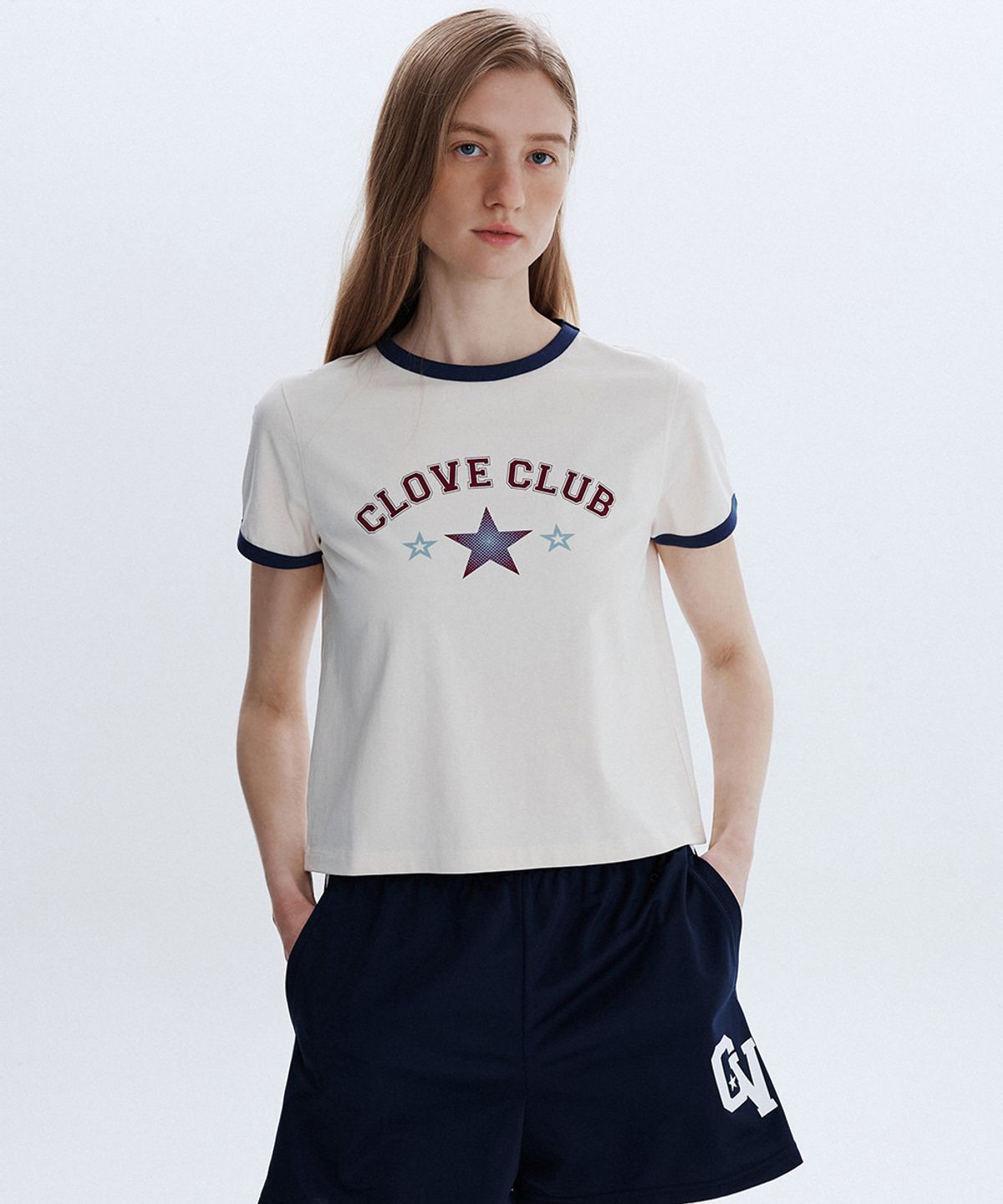 클로브(CLOVE) [26SM clove] Star Logo Ringer T-Shirt (Light Beige)