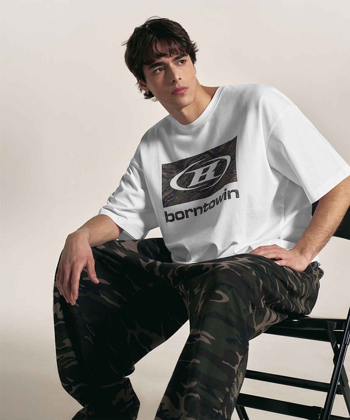 본투윈(BORN TO WIN) CAMO BOX LOGO T-SHIRTS [WHITE]