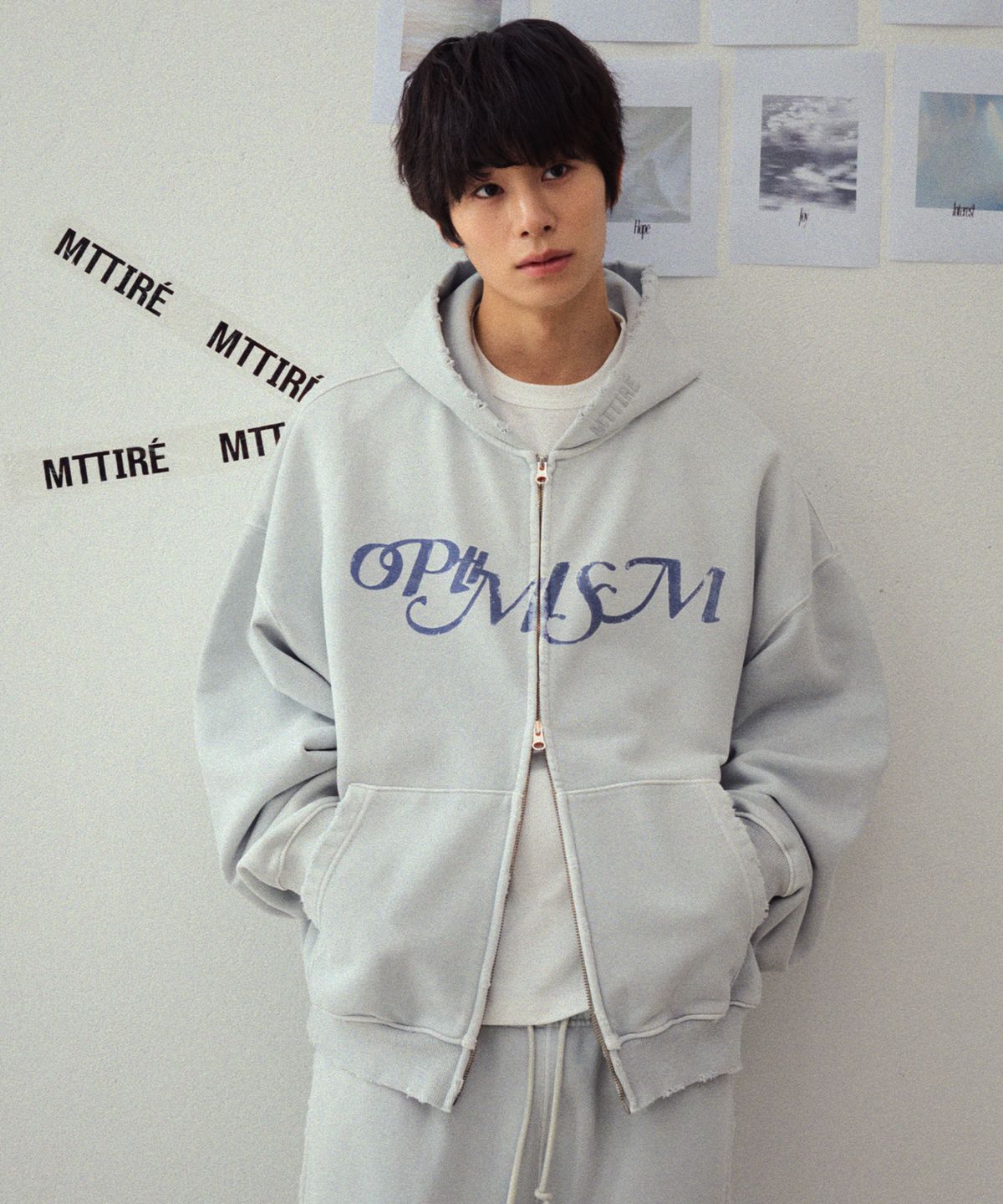 마티레(MTTIRÉ) OPTIMISM VTG WASHED 2WAY ZIP-UP / LIGHT GRAY