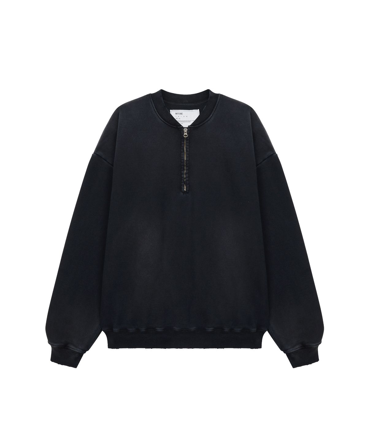마티레(MTTIRÉ) VTG WASHED HALF ZIP SWEATSHIRT / BLACK